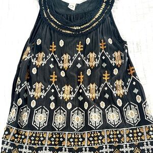 Bohemian Black and Gold Embroidered Top